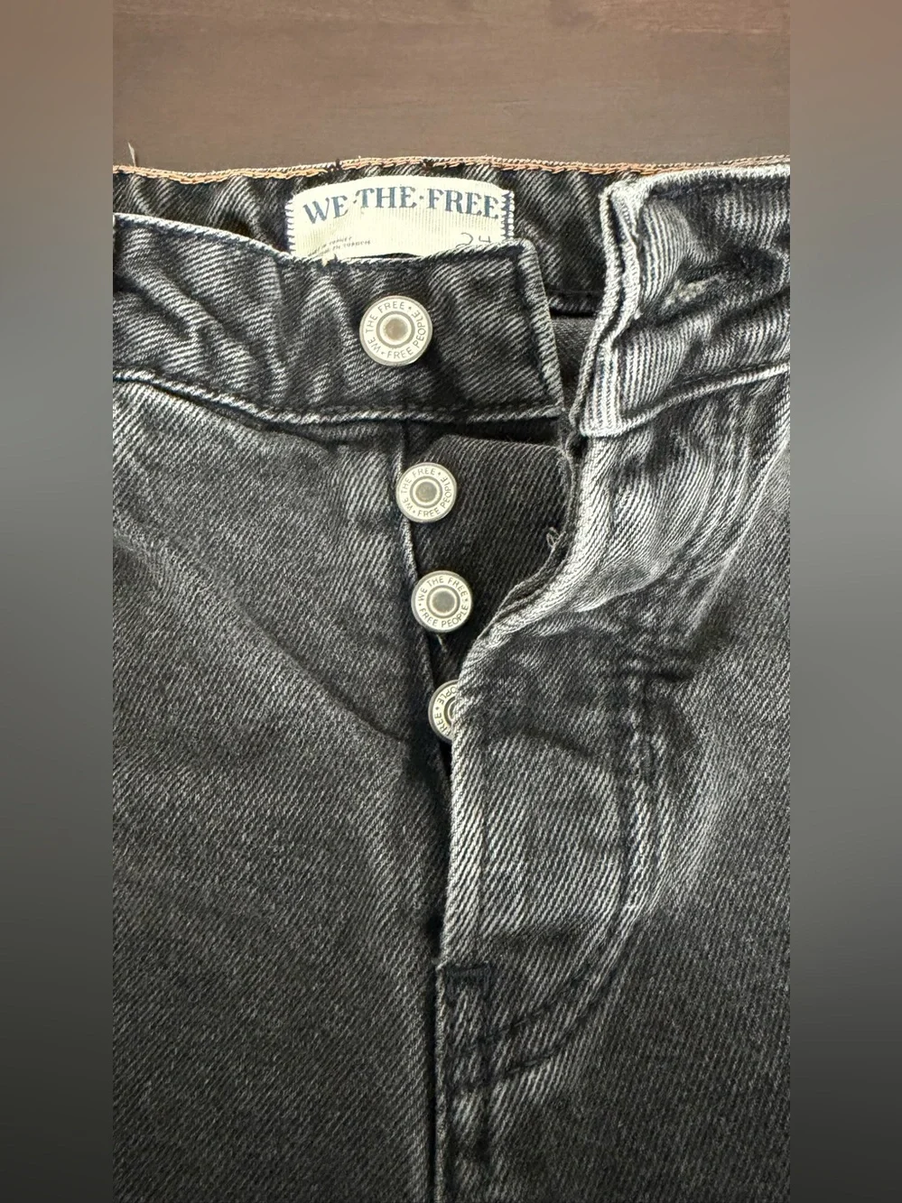 Free People Black Washed High-Rise Straight Jeans